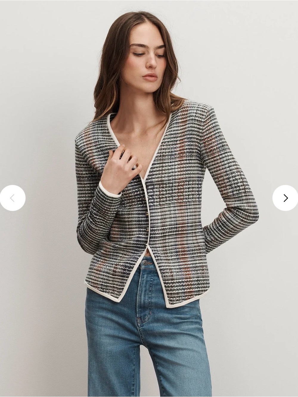 Veronica Beard Striped Knit Cardigan multicolored